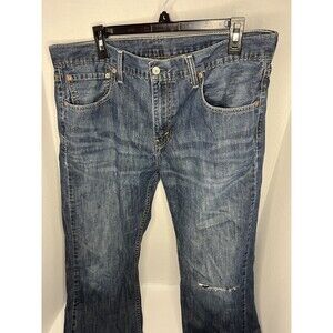 Levis 527 Jeans Mens 36x32 Low Bootcut Dark Wash Denim Rips Cotton Pants
